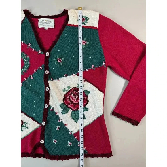 Vintage Susan Bristol Hand Embroidered Christmas Sweater Holiday Party Classic L - Picture 4 of 12